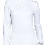 Spyder Ladies Savona 1/4 Zip Turtle Neck 2023 - White turtle neck with a quarter zip and long sleeves.