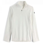 Spyder Ladies Savona 1/4 Zip Turtle Neck 2023 - A white turtle-necked zip-up sweater with a high collar and black zipper.