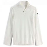 Spyder Ladies Savona 1/4 Zip Turtle Neck 2023 - A white turtle-necked zip-up sweater with a high collar and black zipper.