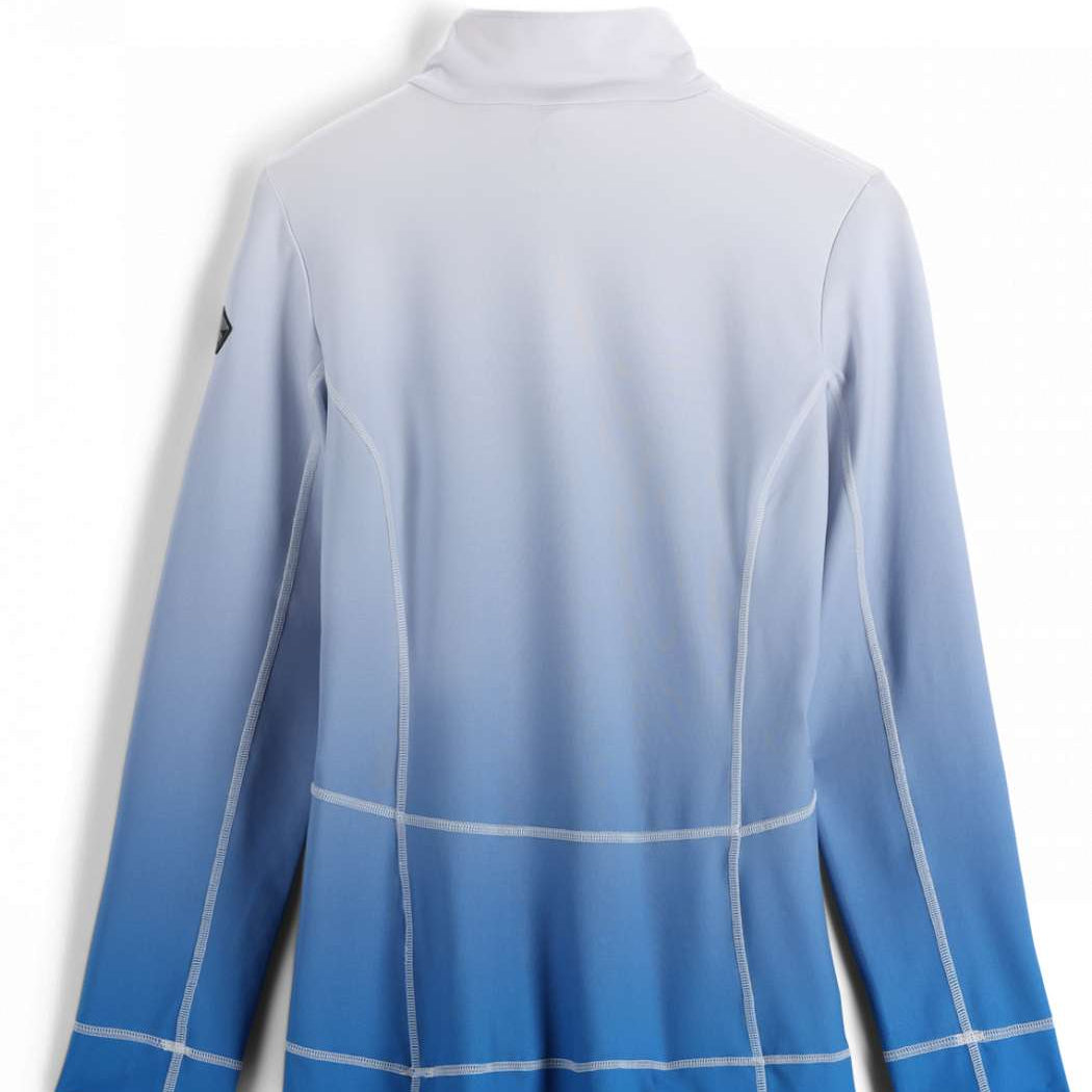 Spyder Ladies Savona 1/4 Zip Turtle Neck - A light blue ombre gradient zip-up turtle neck with a black logo on the left sleeve.