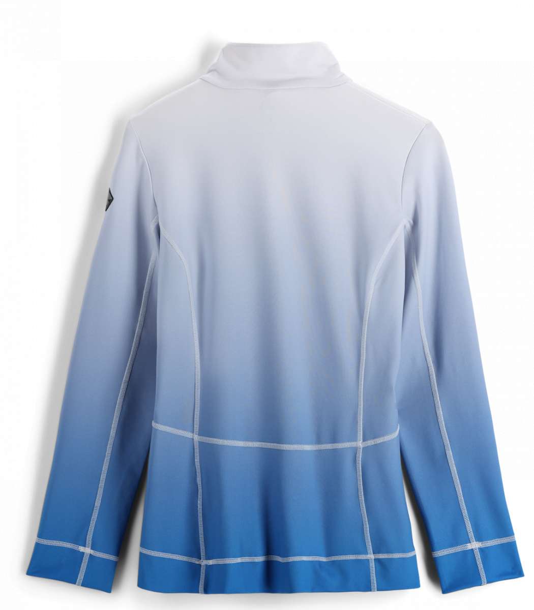 Spyder Ladies Savona 1/4 Zip Turtle Neck - A light blue ombre gradient zip-up turtle neck with a black logo on the left sleeve.