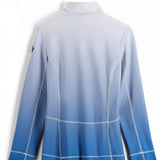 Spyder Ladies Savona 1/4 Zip Turtle Neck - A light blue ombre gradient zip-up turtle neck with a black logo on the left sleeve.