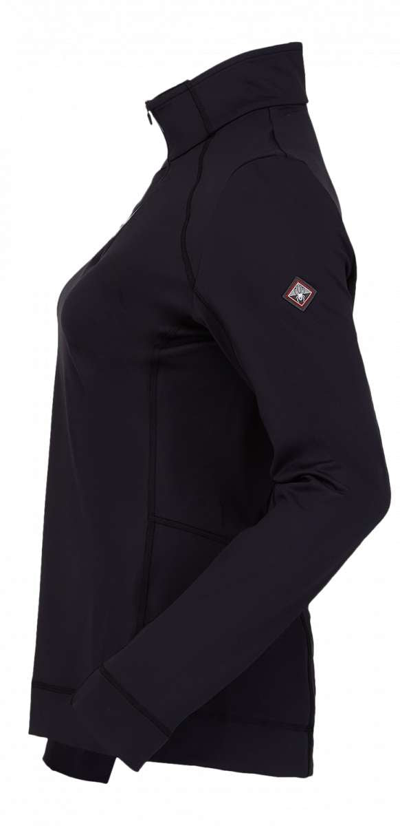 Spyder Ladies Savona 1/4 Zip Turtle Neck - A black turtle neck sweater with a zipper at the top and a small logo on the left sleeve.