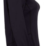 Spyder Ladies Savona 1/4 Zip Turtle Neck - A black zippered turtle neck sweater with a high collar and long sleeves.