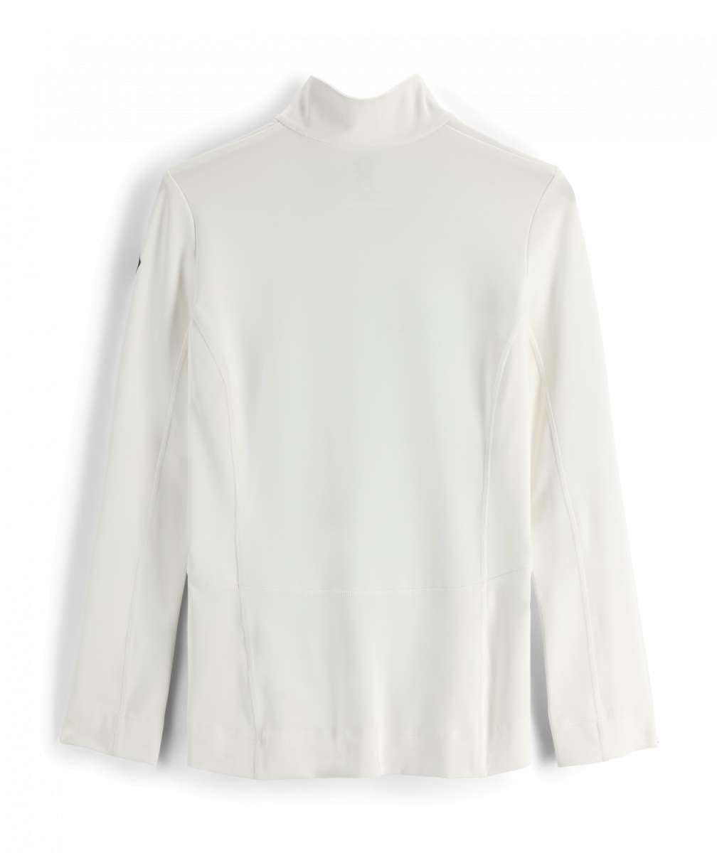Spyder Ladies Savona 1/4 Zip Turtle Neck - A white turtle neck with a zipper on the left side, featuring a small Spyder logo in black above it.