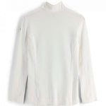 Spyder Ladies Savona 1/4 Zip Turtle Neck - A white turtle neck with a zipper on the left side, featuring a small Spyder logo in black above it.