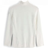 Spyder Ladies Savona 1/4 Zip Turtle Neck - A white turtle neck with a zipper on the left side, featuring a small Spyder logo in black above it.