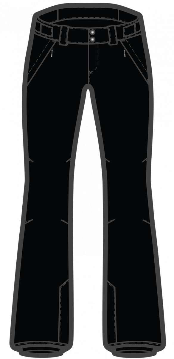 Spyder Ladies Section Insulated Pant 2023 - Black insulated ski pants with a white logo on the left thigh and two zippered pockets at the waist.
