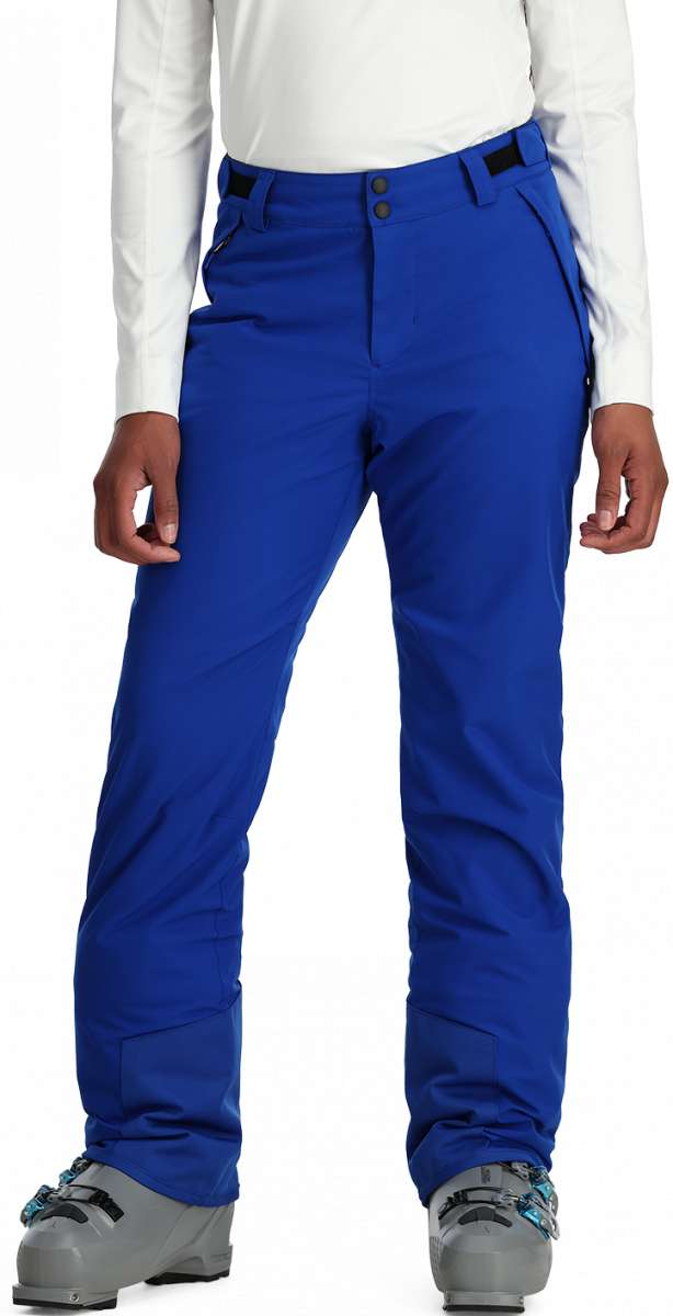 Spyder Women's Section Insulated Pant - Solid royal blue snow pants with black interior waistband and zipper fly.