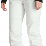 Spyder Women's Section Insulated Pant 2024 - White snow pants with black buttons on waistband and two zippered pockets at front.