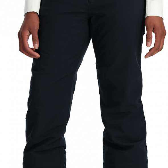 Spyder Women's Section Insulated Pant 2024 - Black ski pants with a subtle white stripe down the side of each leg.