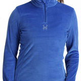 Spyder Ladies Shimmer Bug 1/2 Zip Turtle Neck 2024 - A royal blue turtle neck with a shimmering pattern and a half zip closure.