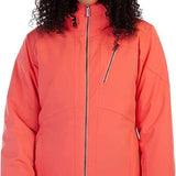 Spyder Ladies Skyline Insulated Jacket - A coral-colored jacket with a zippered chest pocket and silver zipper teeth.