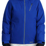 Spyder Ladies Skyline Insulated Jacket - A royal blue jacket with a fur-lined hood and two zippered pockets on the front.