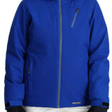 Spyder Ladies Skyline Insulated Jacket - A royal blue jacket with a fur-lined hood and two zippered pockets on the front.