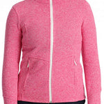 Spyder Ladies Soar Full Zip Fleece Jacket - A heathered pink fleece jacket with a white zipper and two zippered pockets on either side.