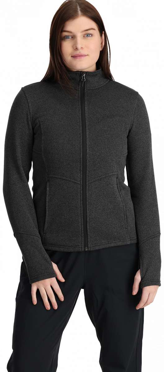 Spyder Ladies Soar Full Zip Fleece Jacket - A dark grey fleece jacket with a zippered front and two side pockets.
