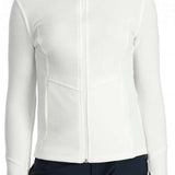 Spyder Ladies Soar Full Zip Fleece Jacket 2024 - A white fleece jacket with a high collar and silver zipper.
