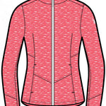 Spyder Ladies Soar Sweater Jacket 2023 - A pink sweater jacket with a subtle white pattern and a zipper down the front.