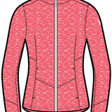 Spyder Ladies Soar Sweater Jacket 2023 - A pink sweater jacket with a subtle white pattern and a zipper down the front.