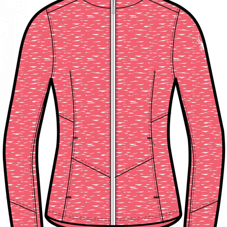 Spyder Ladies Soar Sweater Jacket 2023 - A pink sweater jacket with a subtle white pattern and a zipper down the front.