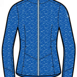 Spyder Ladies Soar Sweater Jacket 2023 - A blue jacket with a subtle white pattern and a light blue zipper.