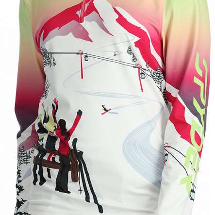 Spyder Women's Sunset 1/4 Zip Turtle Neck - White turtle neck with sunset graphic on front and back.