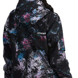 Spyder Ladies Volt GORE-TEX Jacket 2024 - Black jacket with pink and blue abstract pattern on front and back.