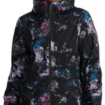 Spyder Ladies Volt GORE-TEX Jacket 2024 - Black jacket with white and blue abstract pattern on front, back, and hood.