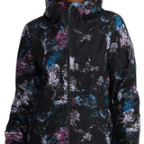 Spyder Ladies Volt GORE-TEX Jacket 2024 - Black jacket with white and blue abstract pattern on front, back, and hood.