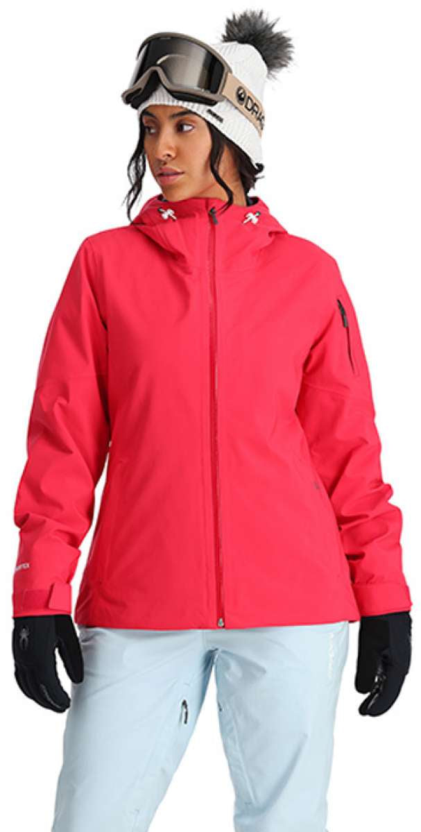 Spyder Ladies Volt GORE-TEX Jacket 2024 - A black jacket with a white logo on the left chest and a hood.