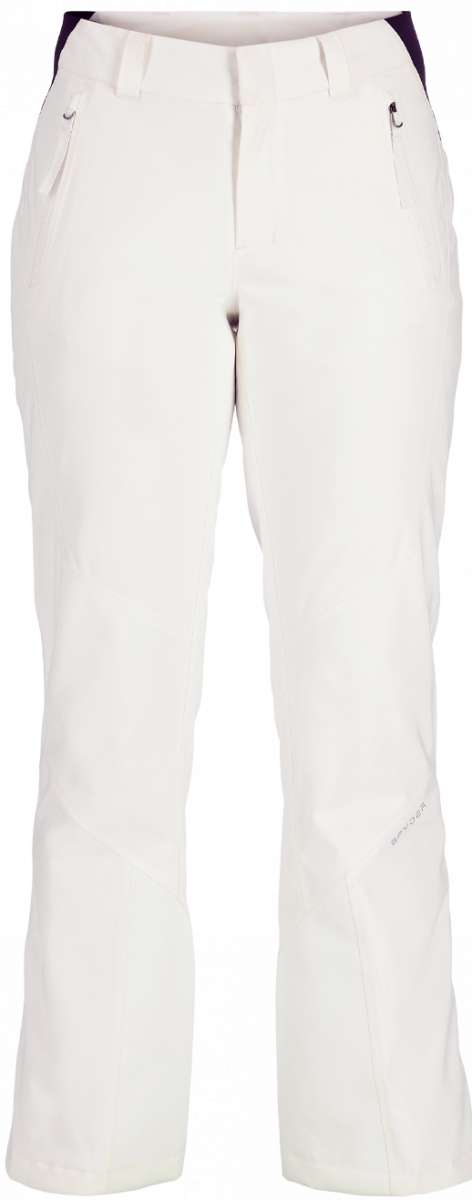 Spyder Ladies Winner GORE-TEX Insulated Pants 2023 - White pants with a black waistband and silver hardware on the side pockets.