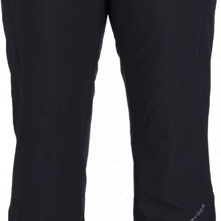 Spyder Ladies Winner Tall Pants 2023 - Black pants with a subtle pattern of thin white lines on the left leg.