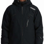 Spyder Leader Insulated Jacket 2024 - Black jacket with white logo on left chest and black zipper.
