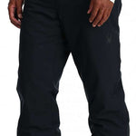 Spyder Mesa Insulated Pants 2024 - Black pants with a subtle embroidered logo on the left leg, featuring a zippered pocket and adjustable waistband.
