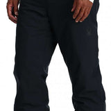 Spyder Mesa Insulated Pants 2024 - Black pants with a subtle embroidered logo on the left leg, featuring a zippered pocket and adjustable waistband.