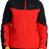 Spyder Monterosa GTX Insulated Jacket - A black jacket with red accents and a red zipper.