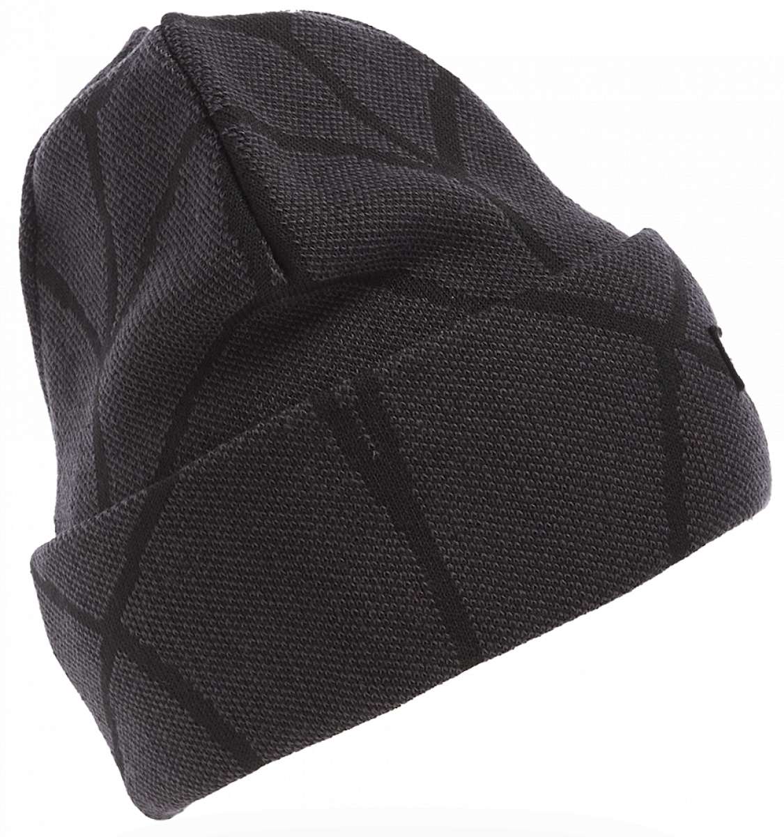 Spyder Nebula Hat 2023 - A black beanie with a subtle, repeating pattern of small white stars and constellations.