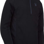 Spyder Outbound Zip Fleece Jacket - A black fleece jacket with a zippered chest pocket and a small embroidered logo on the left shoulder.