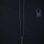 Spyder Outbound Zip Fleece Jacket 2024 - A black fleece jacket with a zipper down the front and a small embroidered spider logo on the left chest.