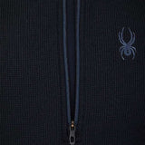 Spyder Outbound Zip Fleece Jacket 2024 - A black fleece jacket with a zipper down the front and a small embroidered spider logo on the left chest.