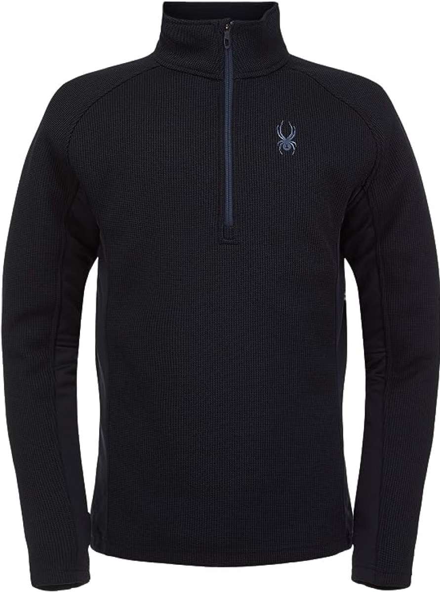 Spyder Outbound Zip Fleece Jacket 2024 - A black fleece jacket with a zip closure and a small embroidered logo on the left chest.