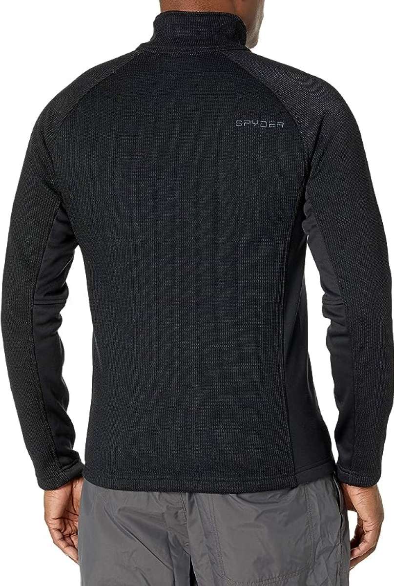 Spyder Outbound Zip Fleece Jacket - A black fleece jacket with a high collar and zippered chest pocket.