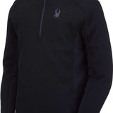 Spyder Outbound Zip Fleece Jacket 2024 - A black fleece jacket with a zippered chest pocket and a small embroidered logo on the left breast.
