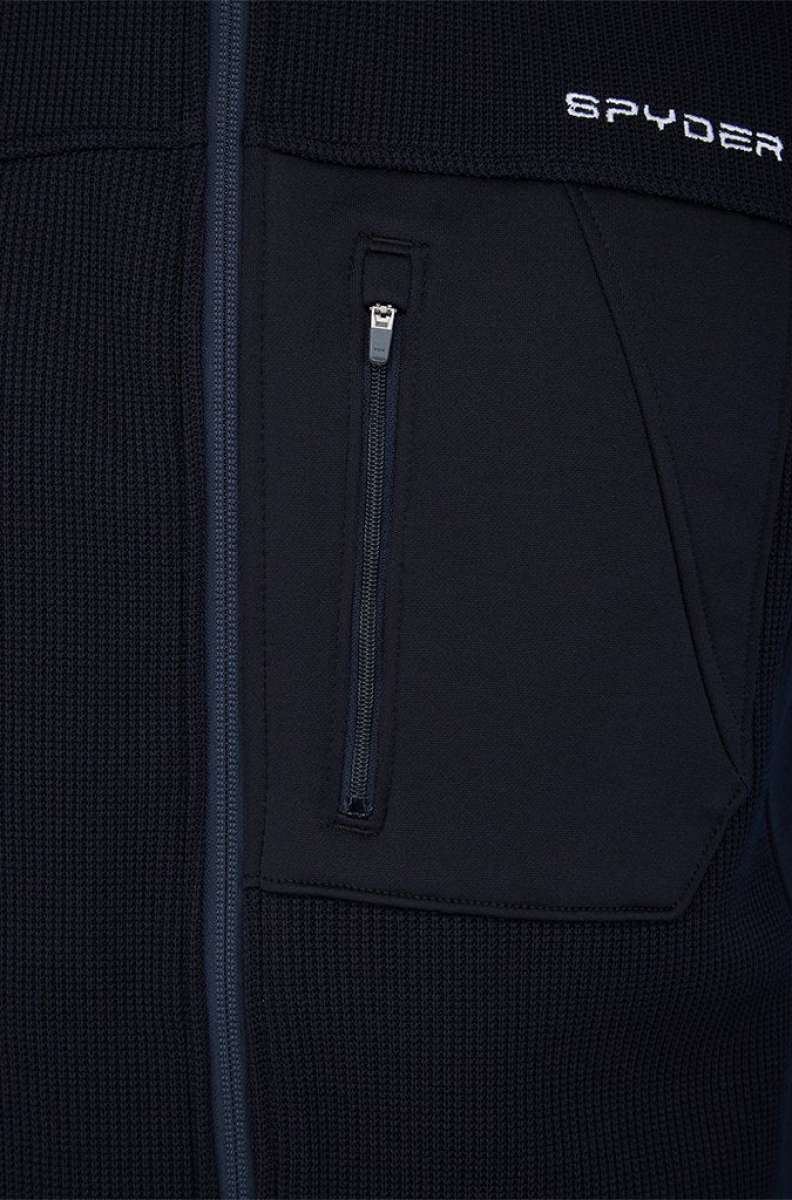 Spyder Outlaw Full Zip Fleece Vest 2022 - Black fleece vest with white embroidered logo on left chest.