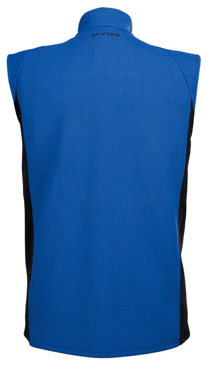 Spyder Outlaw Full Zip Fleece Vest 2022 - A royal blue fleece vest with a high collar and zippered front, featuring black hardware.