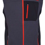 Spyder Outlaw Full Zip Fleece Vest 2022 - A dark gray fleece vest with a red zipper and Spyder logo on the chest.