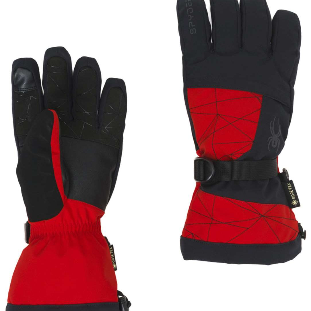 Spyder Overweb GORE-TEX Glove - A black glove with a red palm and webbed pattern on the back of the hand.