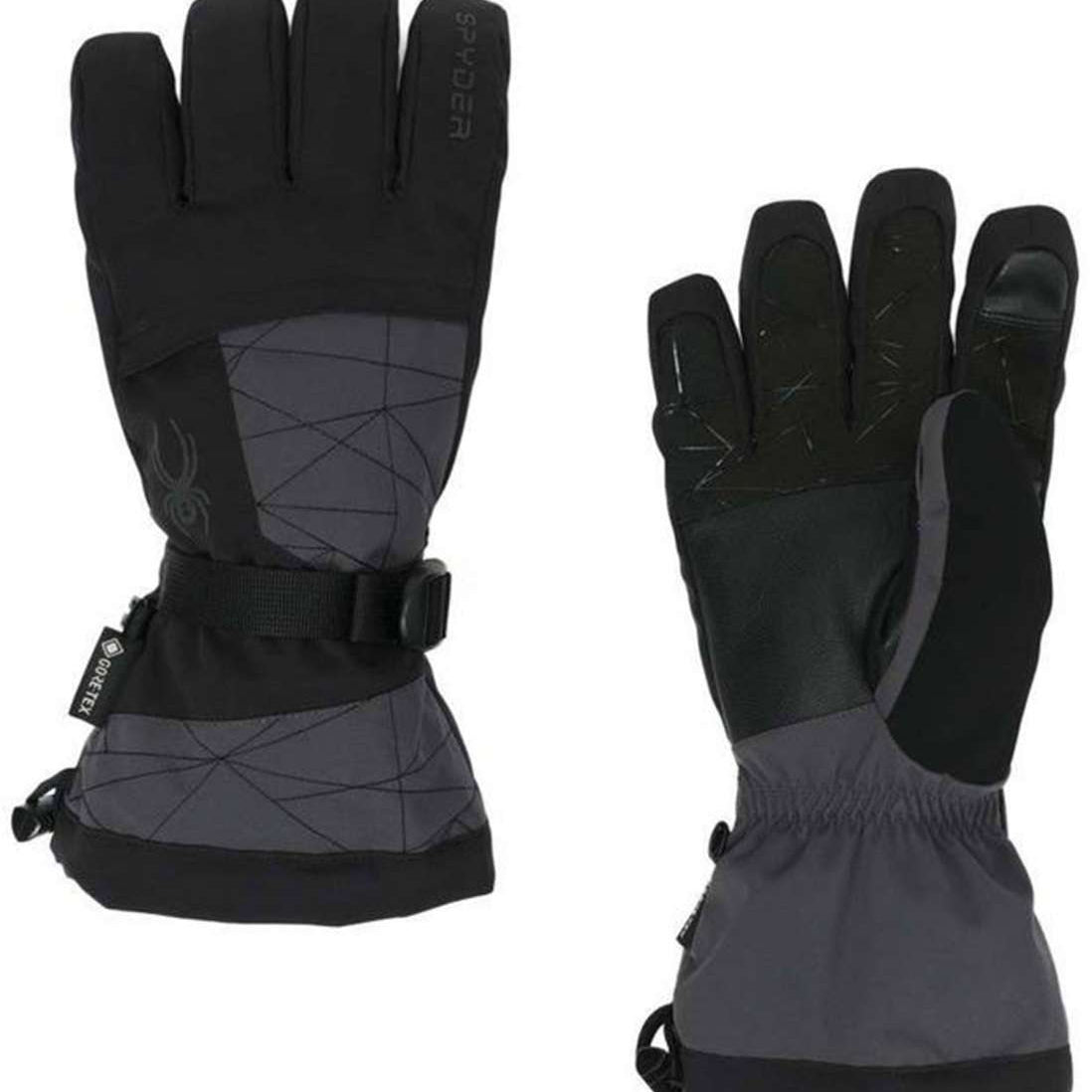 Spyder Overweb GORE-TEX Glove - A black glove with a geometric pattern on the back of the hand and wrist strap.