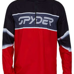Spyder Paramount Lightweight Zip Turtleneck 2022 - A black, red and white zip-up turtleneck with a horizontal stripe pattern across the chest.